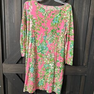 Lilly Pulitzer Vibrant Pink and Green Long Sleeve Dress